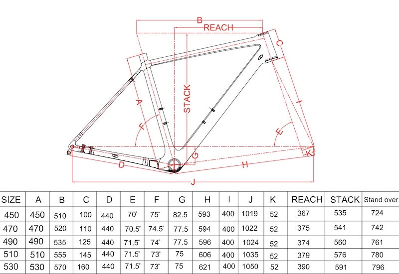 Geometria dei telai del carbonio della bicicletta della ghiaia